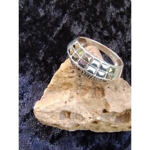 Modena MO Signed 1980's Marcasite Domed 925 Sterling Silver Vintage Ring 9.25